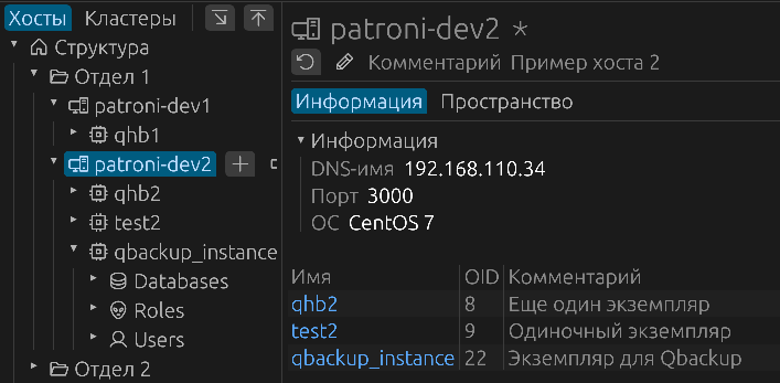 Список экземпляров